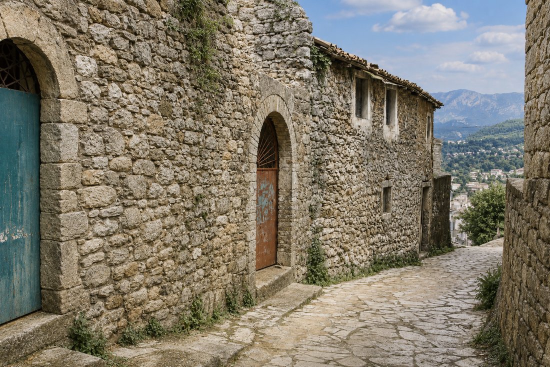 A stone lane in Liapades village
